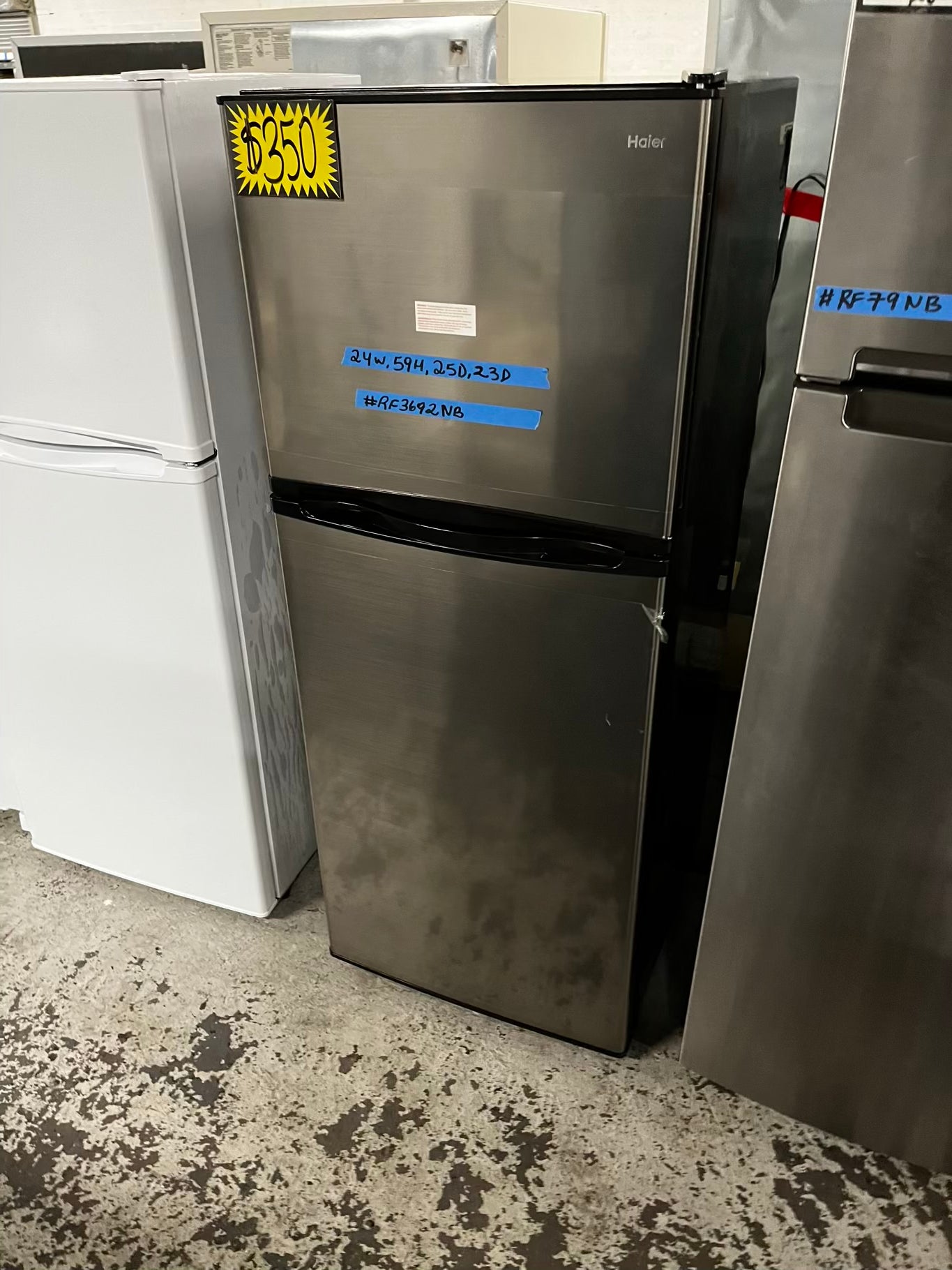 * Used | Refurbished Haier top freezer refrigerator 24" #RF3692NB