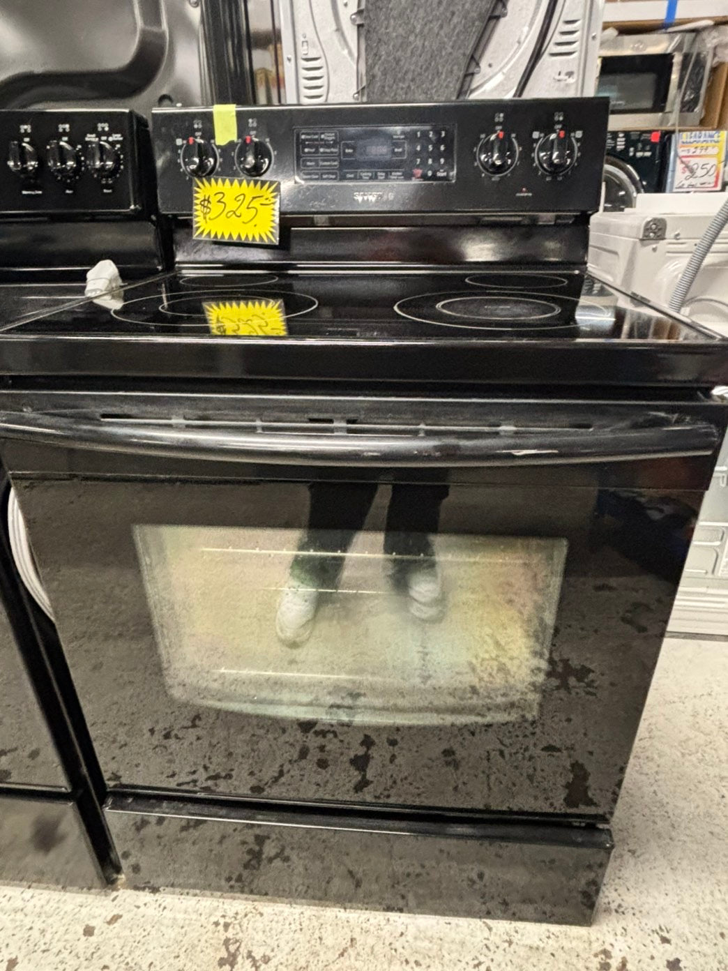 *Samsung glass top electric range 220v 5 burner warm zone Refurbished black  fast boil bake Broil steam clean -self clean 30" #RB143EB