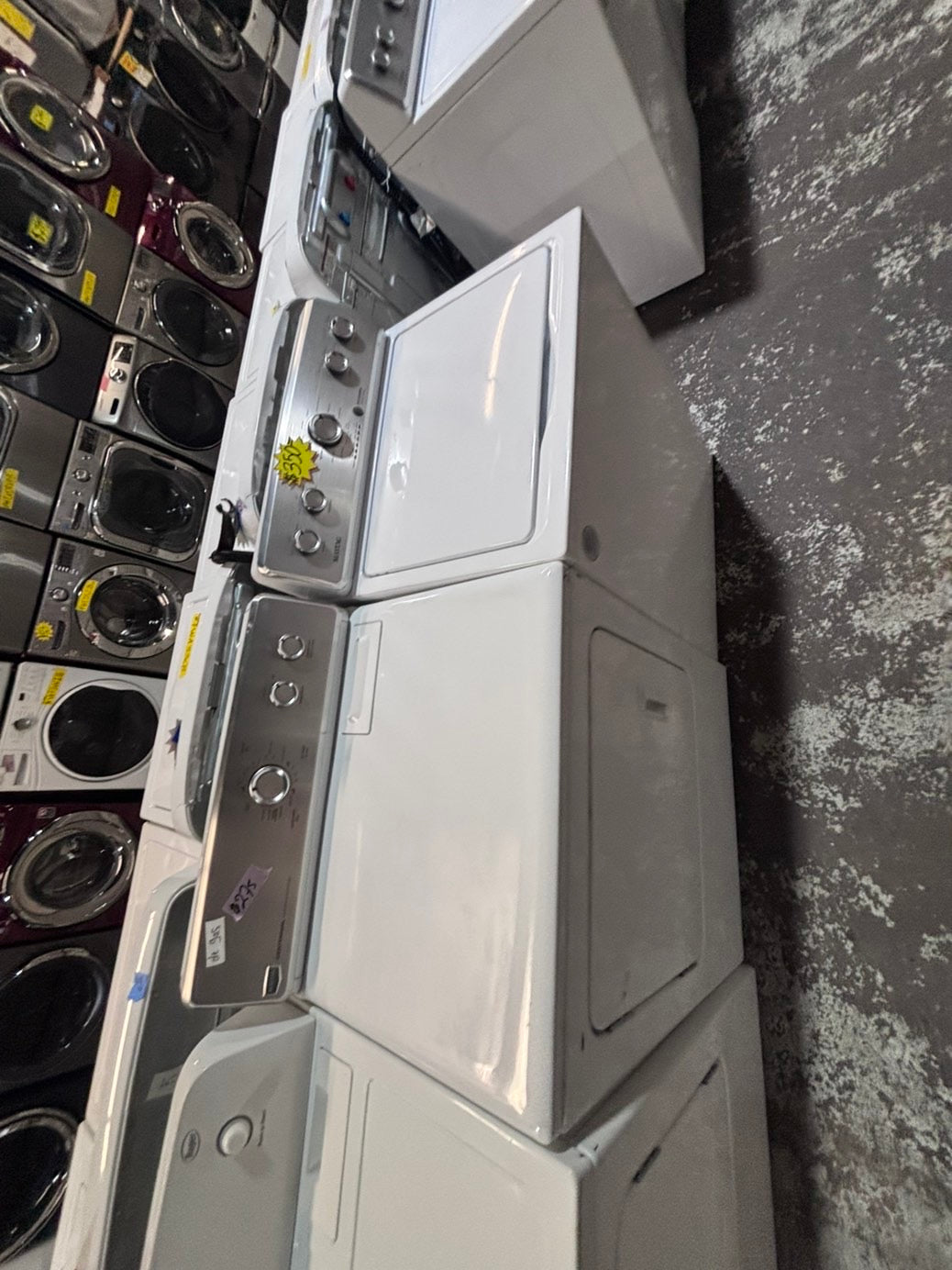 >*Maytag top load washing machine with agitator  & GAS dryer set 27” in #WD975BB used-Refurbished