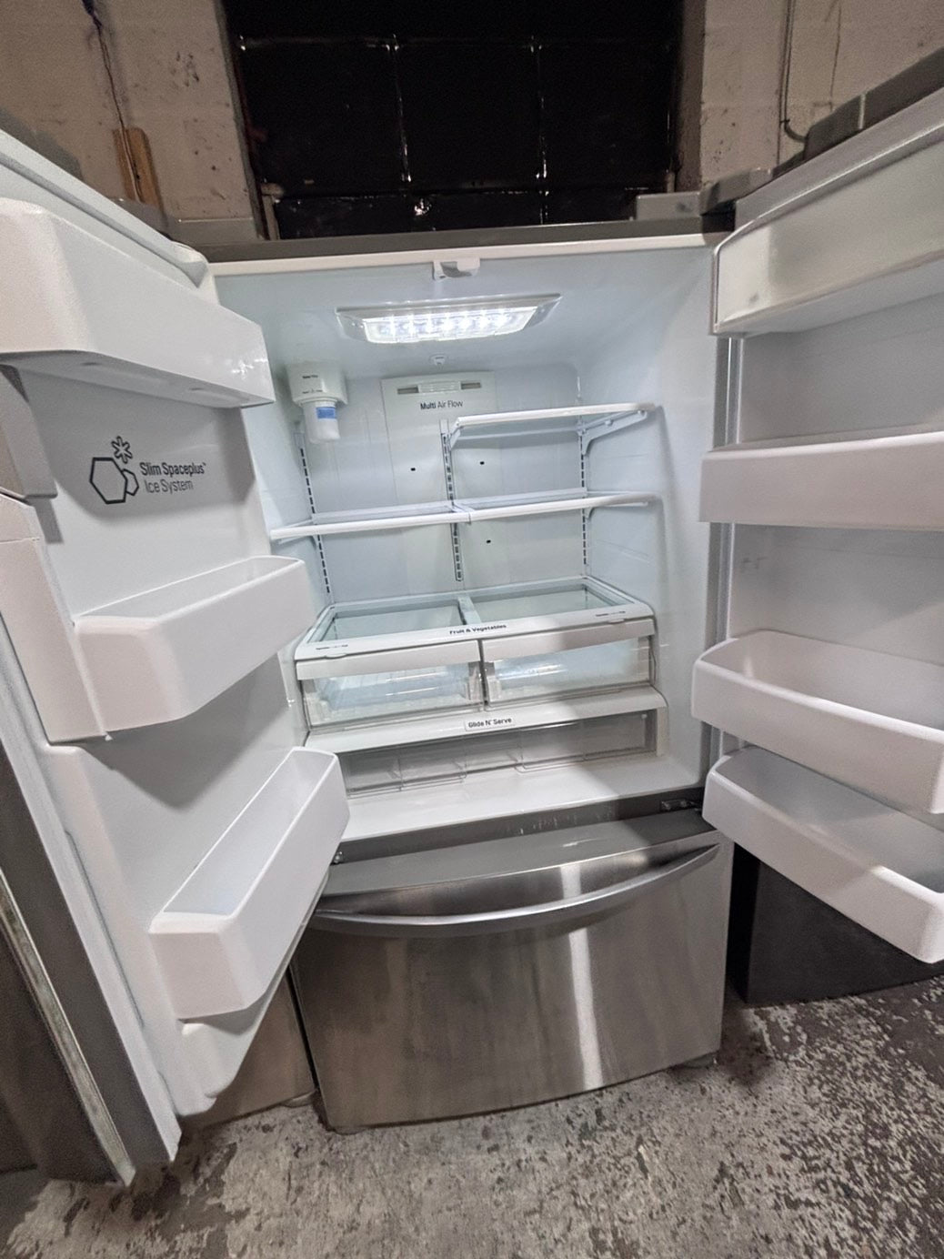 >* special 🔥used-Refurbished LG 36”w x69h x 29 depth refrigerator stainless steel w/ice & water dispenser 36 “ #LGDF74B