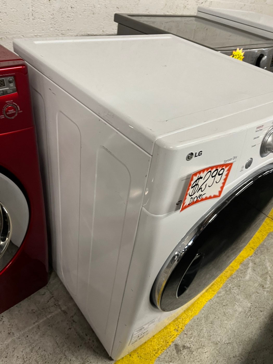 LG sensor Dry front load stackable electric 220v dryer in white  27" #ED66CBB