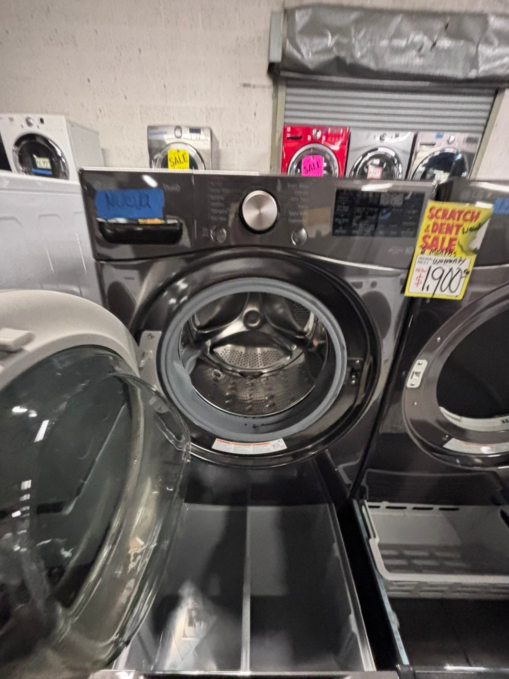 >>New open box 📦 LG steam  front load washer & dryer electric set with pedestal storage 27” #WD74007B