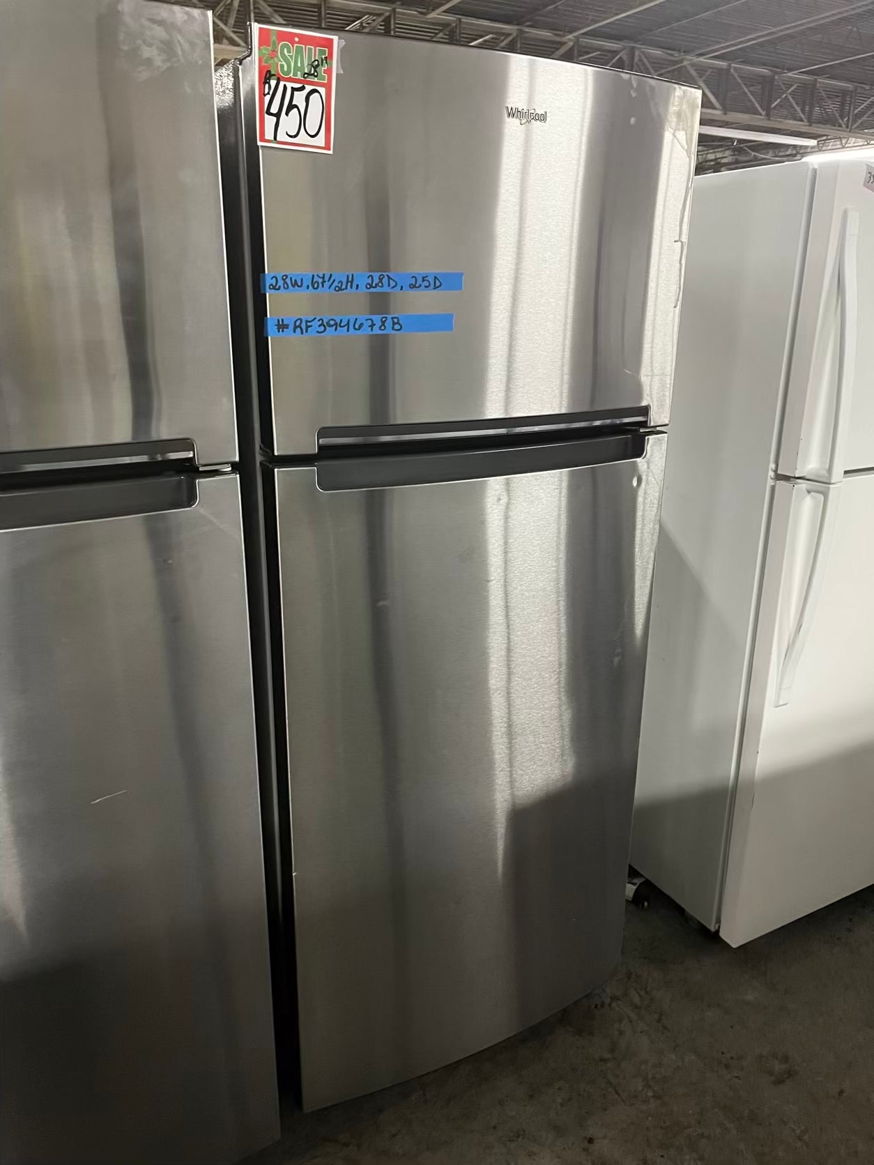 Whirlpool 28”top freezer refrigerator stainless steel 28" counter depth #RF394678B