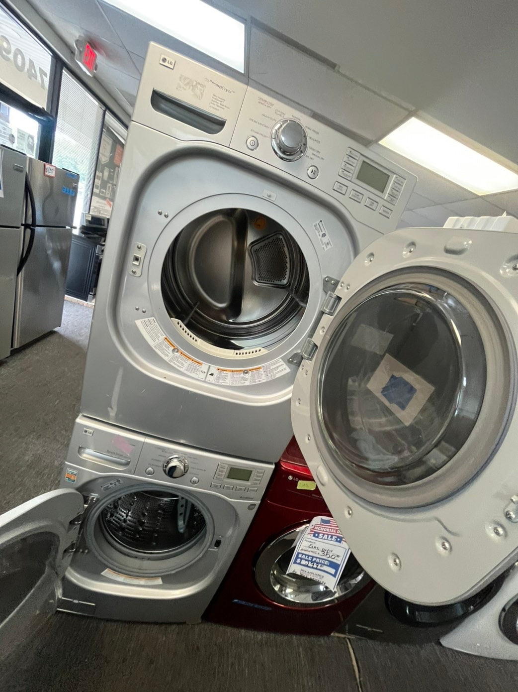>LG true steam washer 4.5 cu ft & steam dryer 7.5 cu ft set electric 220v front load stackable or side by side Gray - sensor dry    #WFLHDR27L