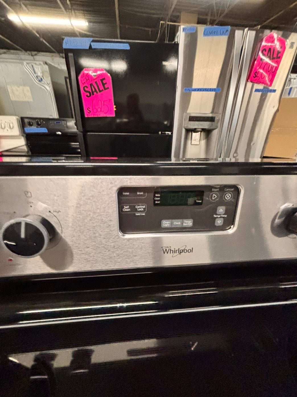 >special🌟whirlpool Glass Top electric stove  bake /broil,Self clean 30” 5 burner ,black & silver color, used-Refurbished   #WEES43GB