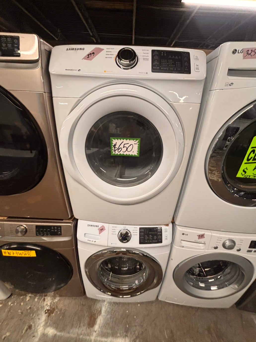 >*Samsung steam washer 4.5 cu ft & dryer 7.5 cu ft set electric steam 220v front load stackable or side by side - sensor dry white color   #WD718SET