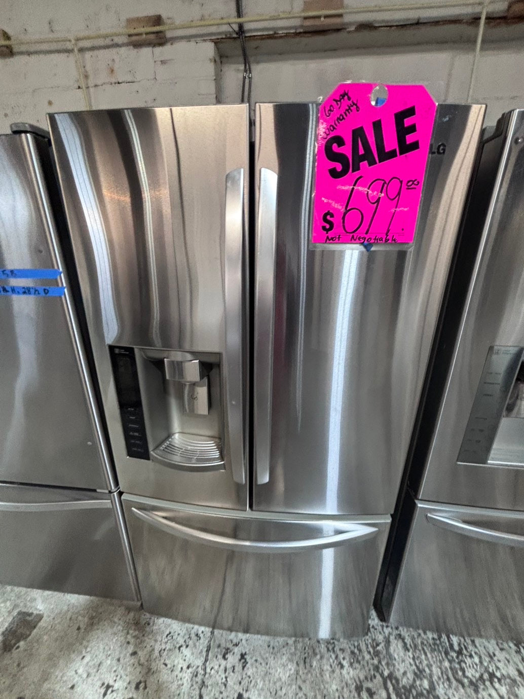>special price 🙌LG 36” French Door Refrigerator  with ice maker & water dispenser ,used-refurbished #FDL50PSB