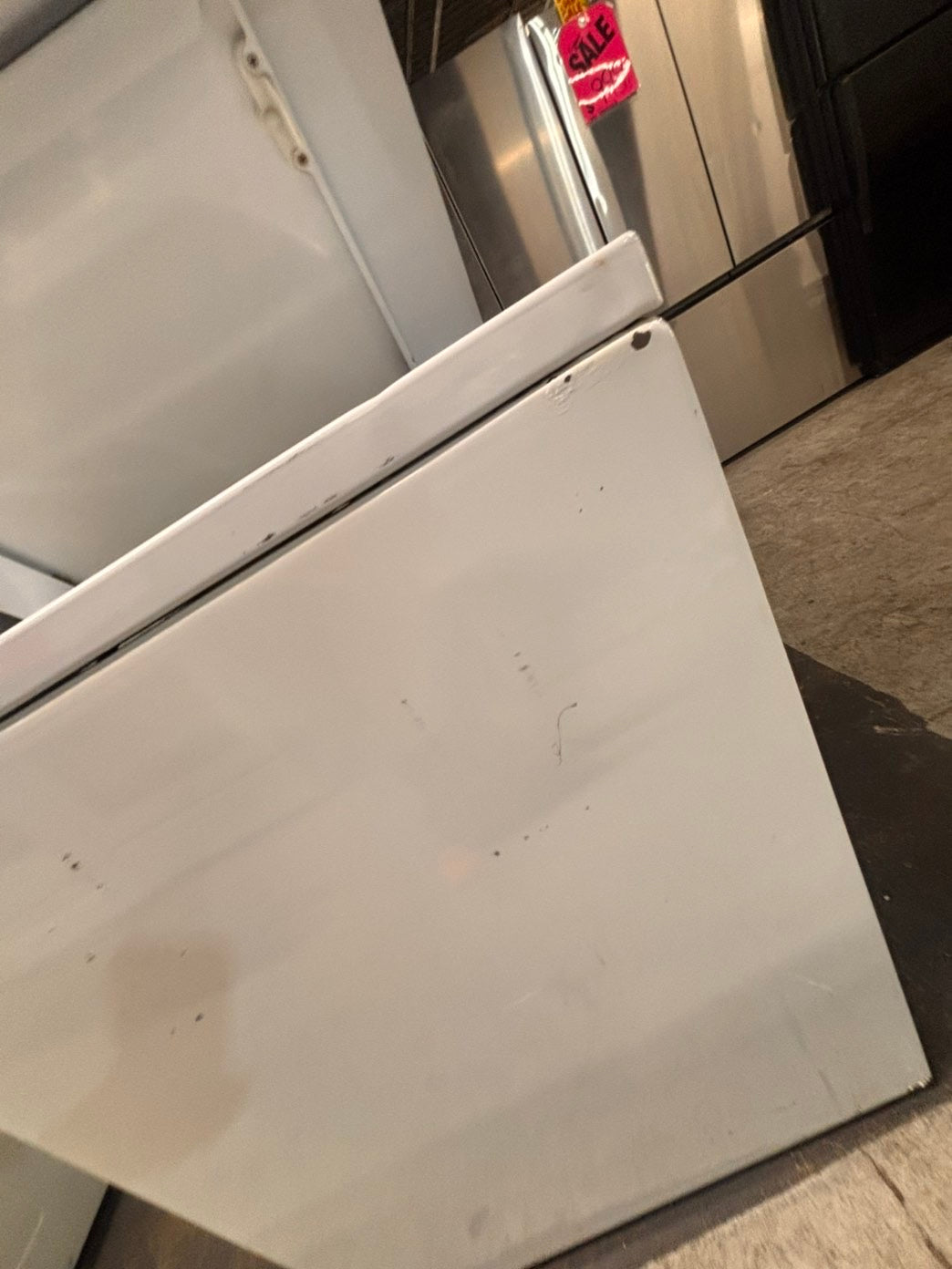 >*used-  refurbished GE stacked laundry center Electric 220v washer & dryer unit in white 27" #LC27FQ2B