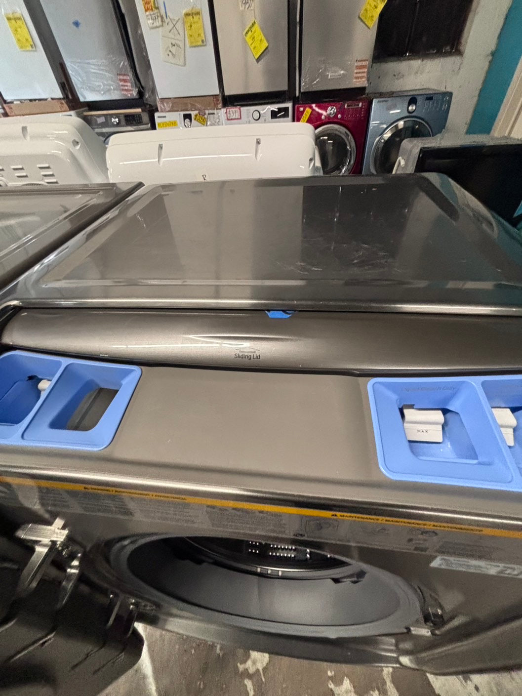>*LG mega capacity gray front load washer large capacity stackable or side by side  29” in used-Refurbished #MCP44WB