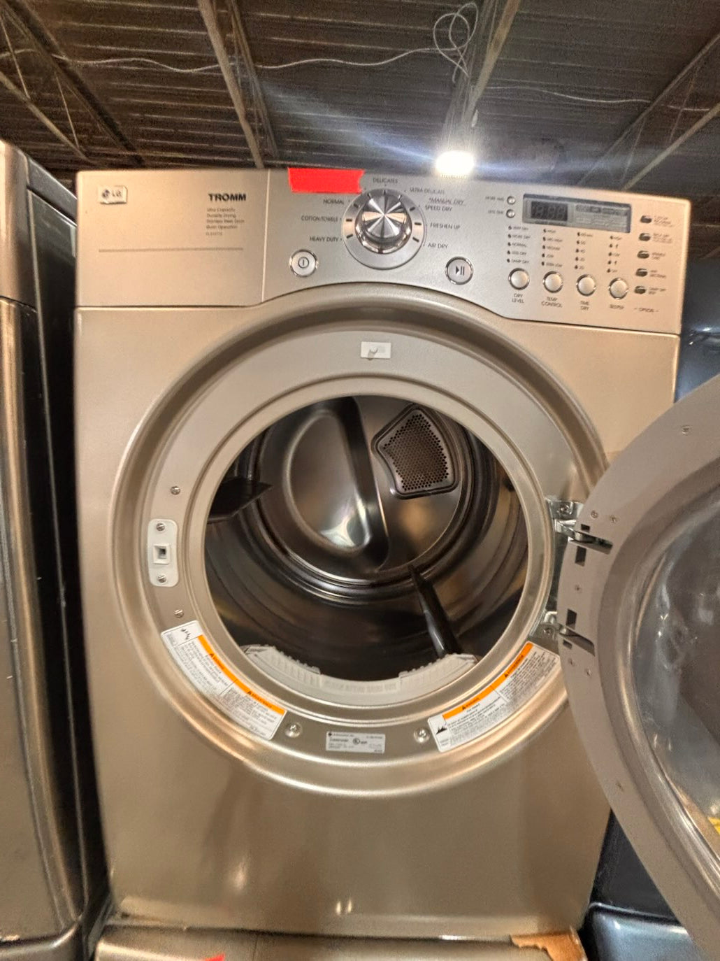 } } special🔥LG washer & dryer set large capacity,electric 220v front load stackable or side by side - sensor dry , working 💯 with warranty ! in silver-gray color used,refurbished #LGGY14SET