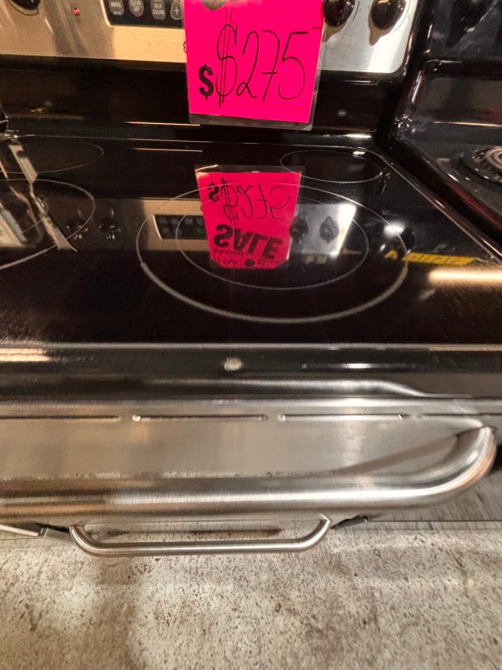 }}SPECIAL 🔥🔥GE electric 220v glass top range bake Broil roast self clean oven stainless steel working 💯  with warranty ! 30" used-Refurbished #GEA1Y71B