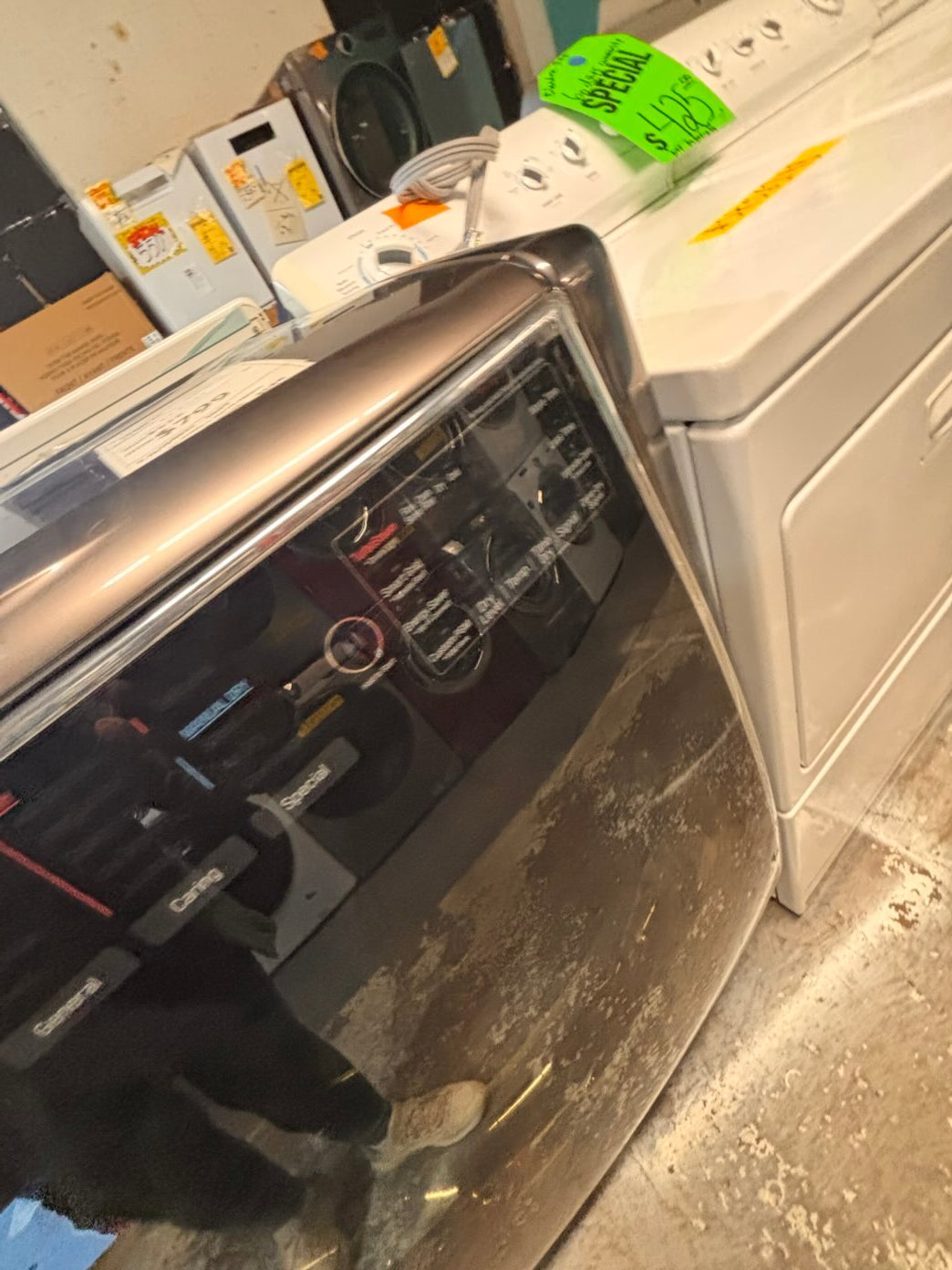 }} gray used washer & new open box dryer LG mega capacity gray front load  stackable or side by side  29” wide , used-Refurbished #MCP21WB