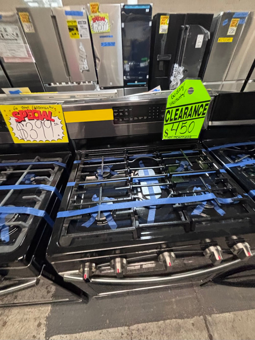 }sale🎈🔥samsung Gas range 5 burner convection oven bake ,broil Hi/Lo self clean in black stainless steel working 💯 with warranty ,used-Refurbished 30” #SB2006B