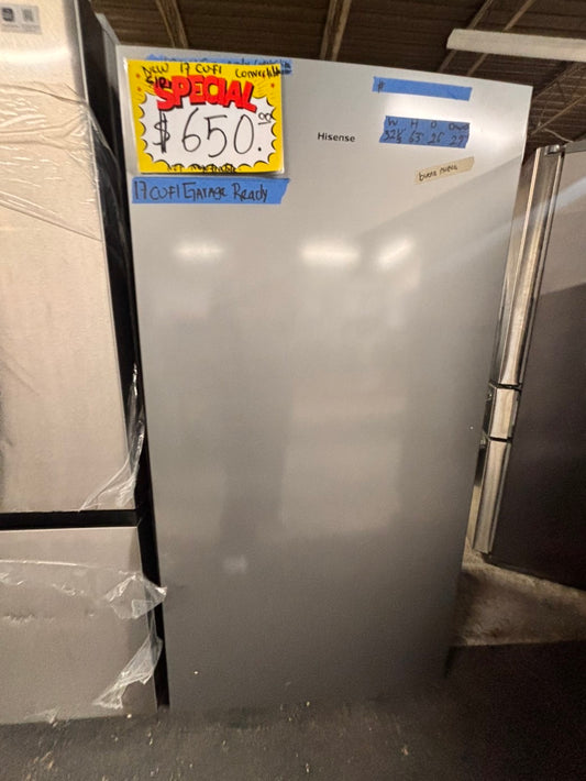Open box 📦 Hinsense 33 1/2 in. 17cu. ft. Garage Ready Freezer in stainless steel with Temperature Alarm ENERGY STAR #FZ17FCB