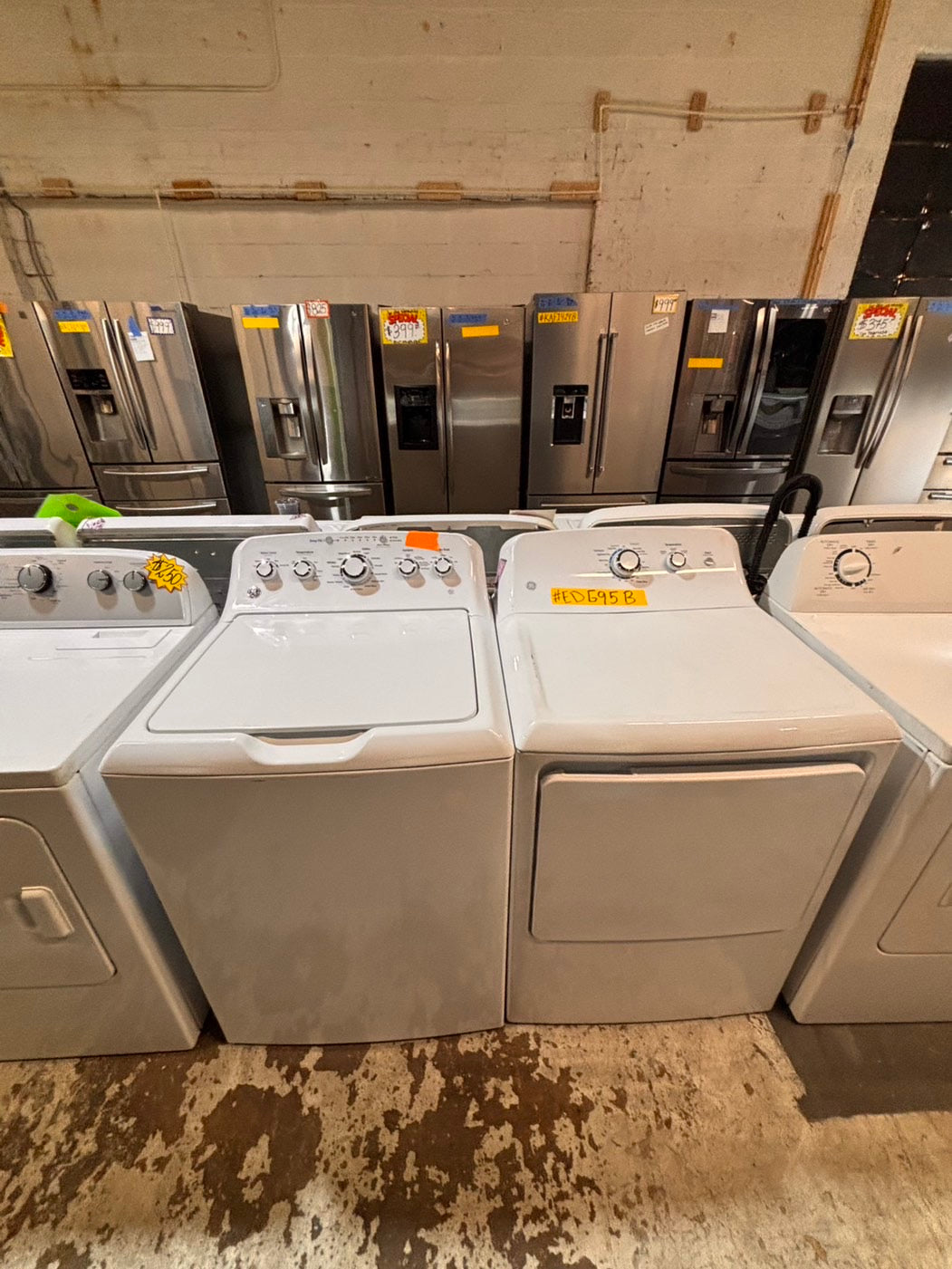 >*GE white  top top load washer with agitator  large capacity & dryer set electric 220v side x side top load stainless steel drum white color used-refurbished #GWD9ABB