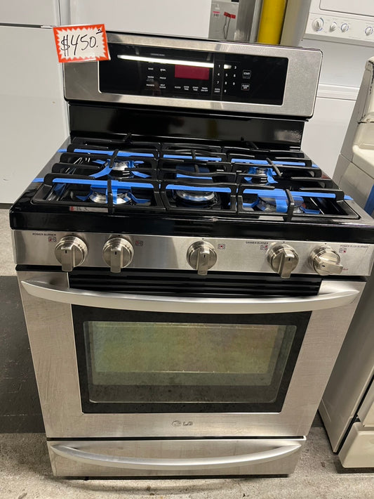 LG gas range stainless steel 5 burner convection bake broil roast Warm Proof self clean 30" #GR111B