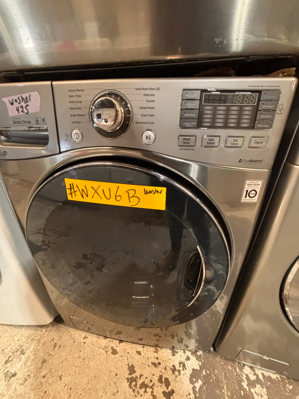 }}LG GAS  washer large capacity& dryer steam set front load stackable or side by side gray-silver 27” working 💯 with warranty !   used-Refurbished #LGSG3SET