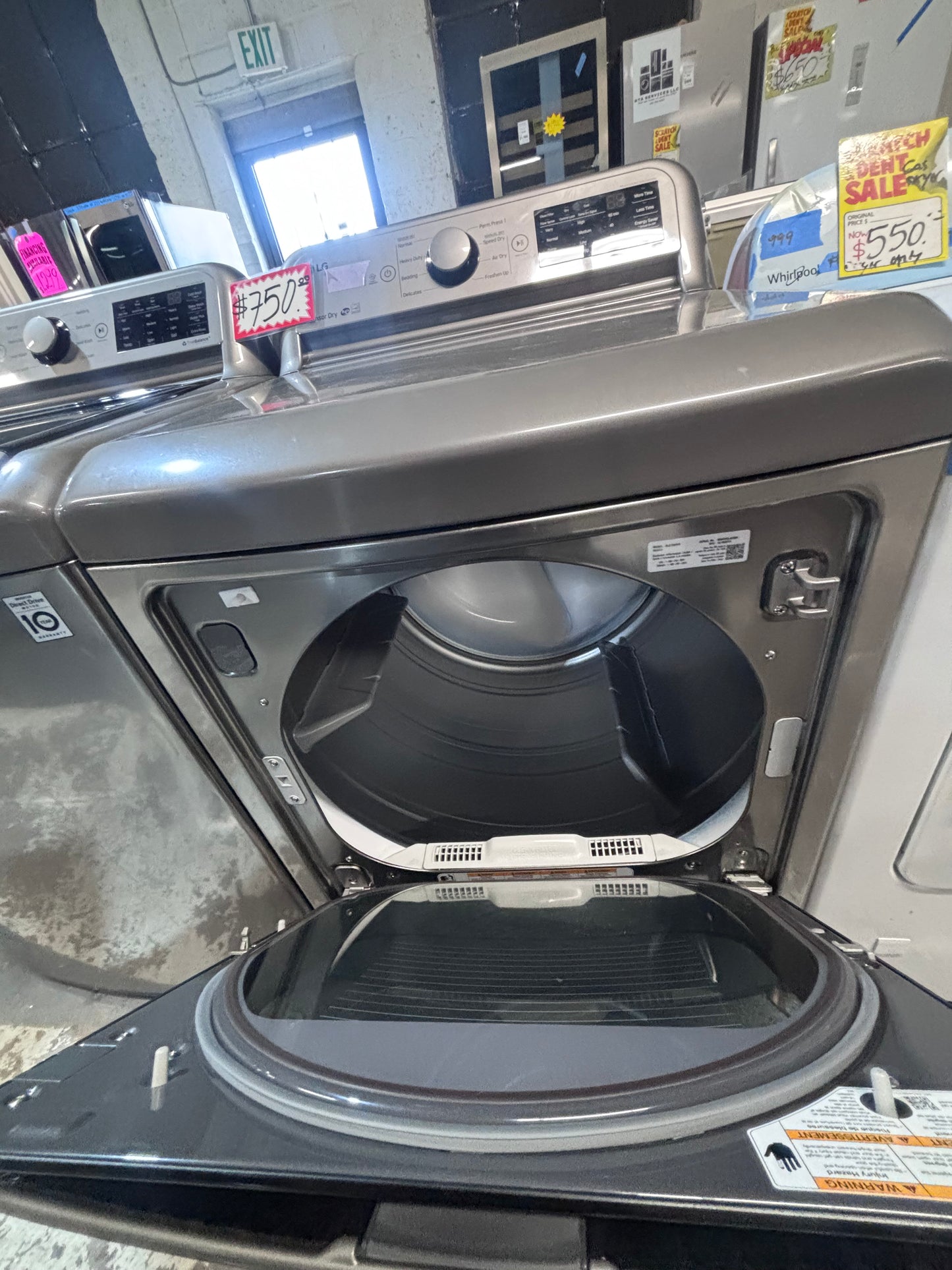 >> LG gray top top load washer large capacity & dryer set electric 220v side x side top load stainless steel drum gray color used-refurbished #WTL1TYB