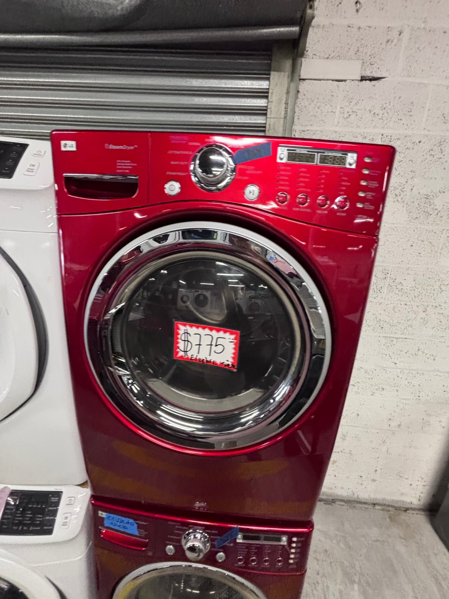 >LG washer & dryer steam set electric 220v front load stackable or side by side - sensor dry in red  #WDRR5D6B