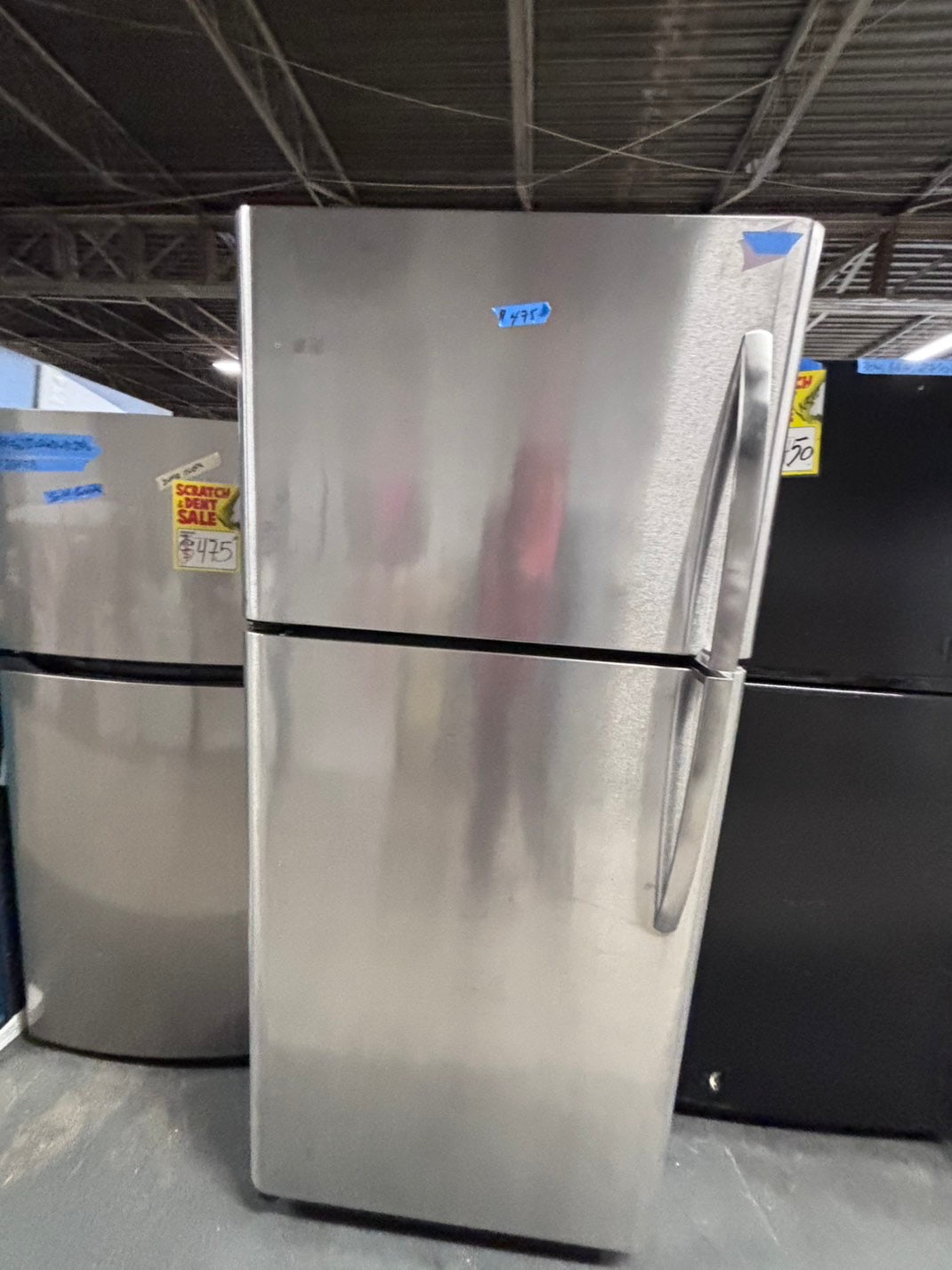 >Frigidaire 21cu.ft -top freezer refrigerator stainless steel -used refurbished 30” #RFH916B