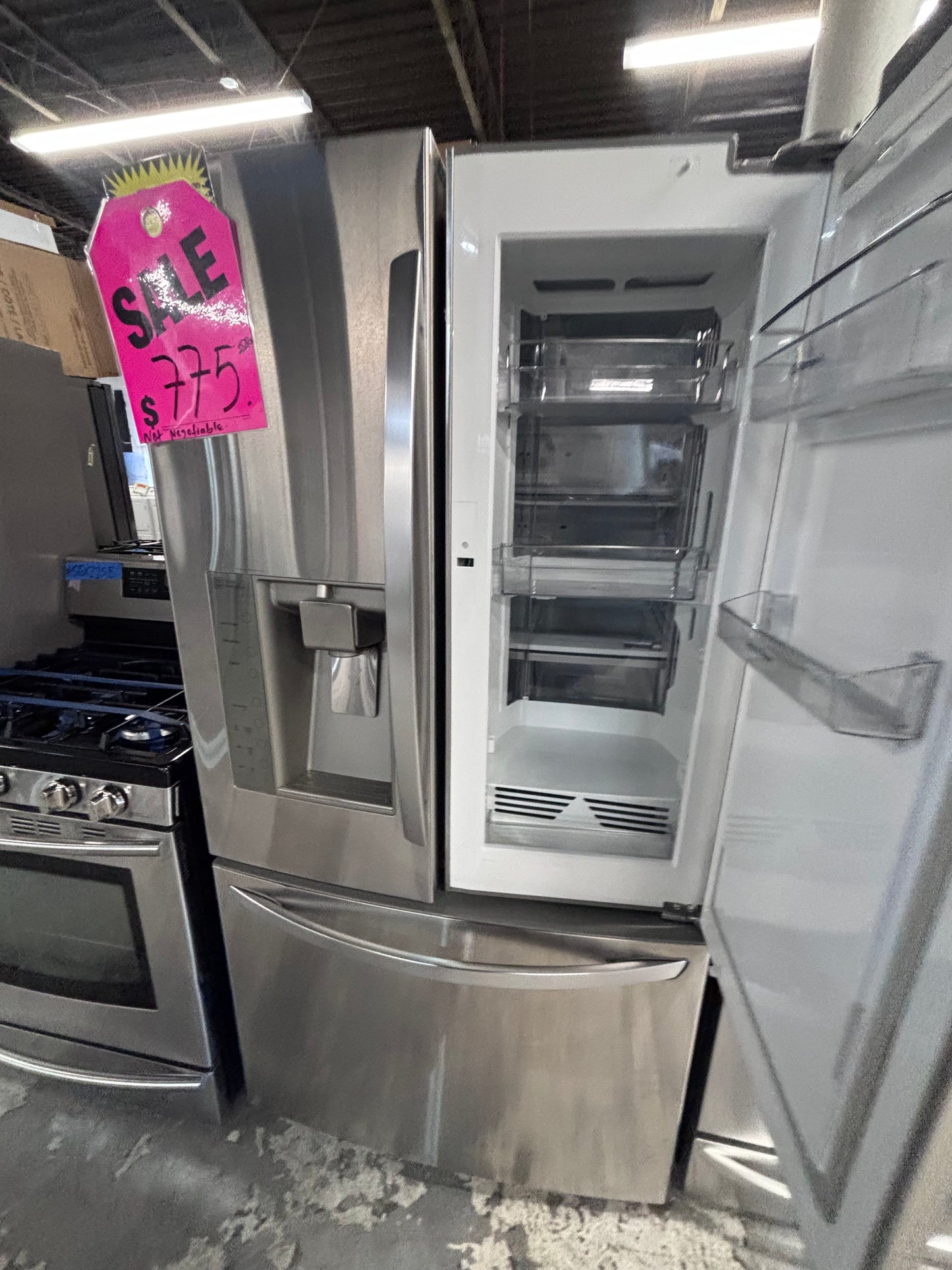 >Special 🎈2pc. Combo Refurbished 30” cu.ft -LG full size french door refrigerator w/ice water dispenser 36",gas range five burners all same brand used-refurbished  #RF6612PC