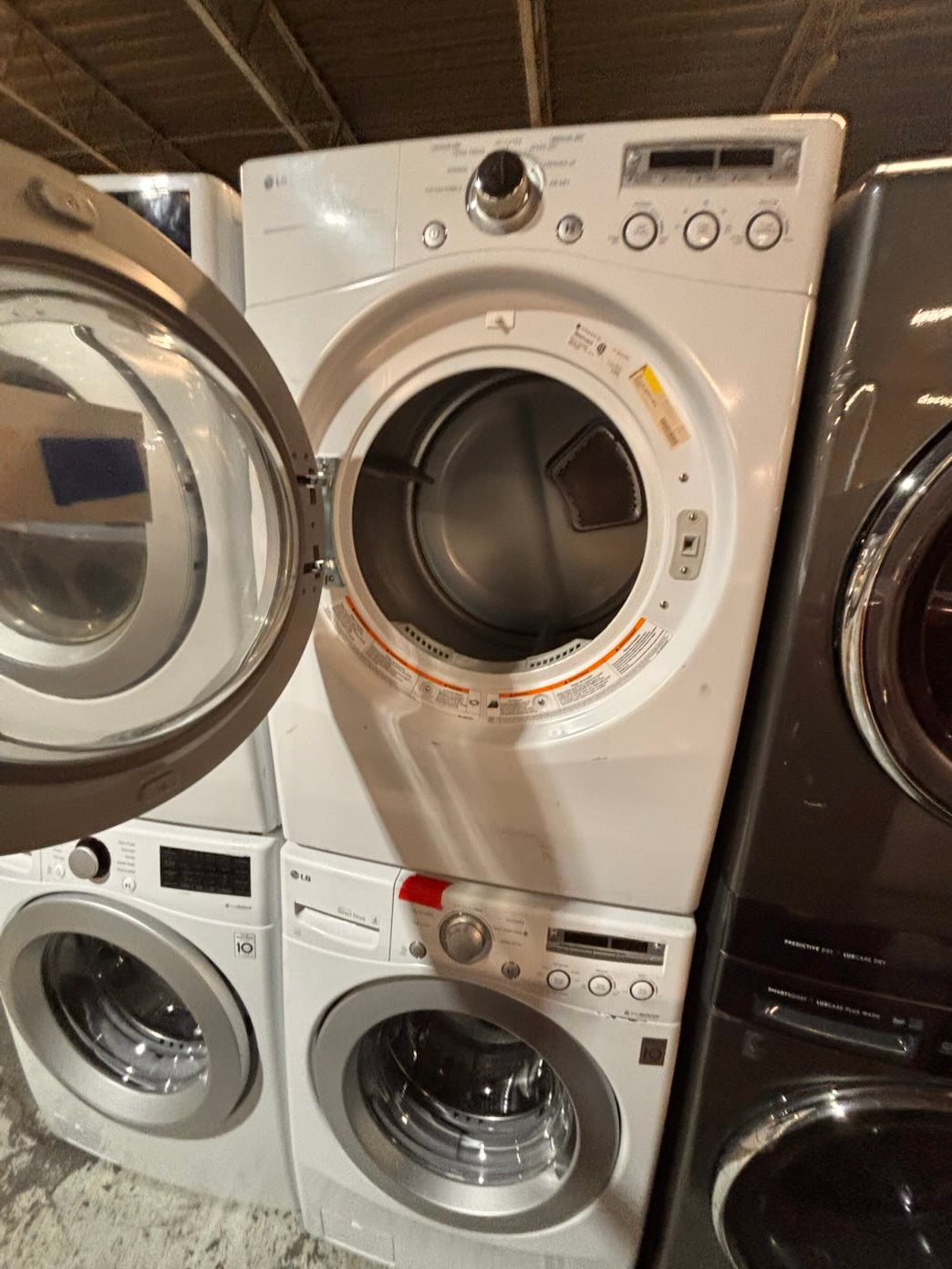 }}LG electric washer large capacity& dryer steam set front load stackable or side by side white  27” in used-Refurbished working 💯 with warranty #SFXV5ET