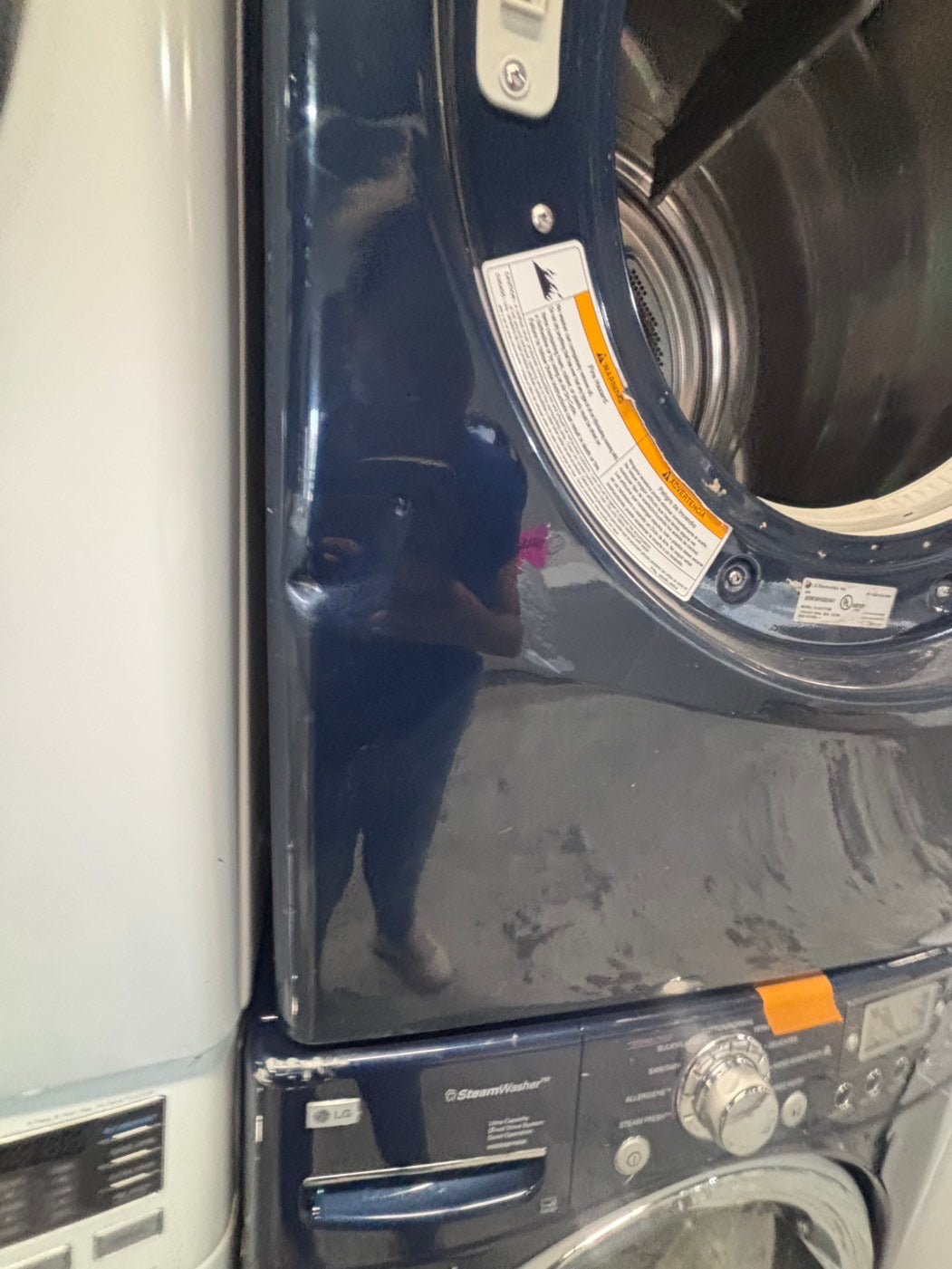 } special🎉LG  washer & dryer set electric 220v front load stackable or side by side - sensor dry , working 💯  with warranty , in navy blue color   #SPO17SET