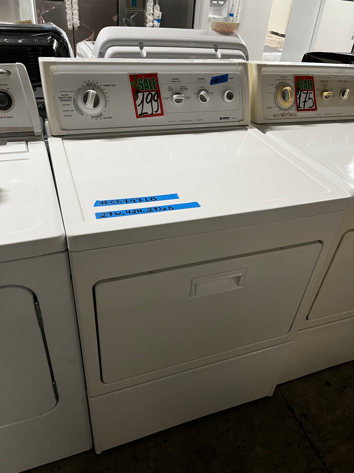 🎄Holiday Sale 🎁 Kenmore  side x side large capacity electric 220v dryer  in white 27” Refurbished #ED7971B