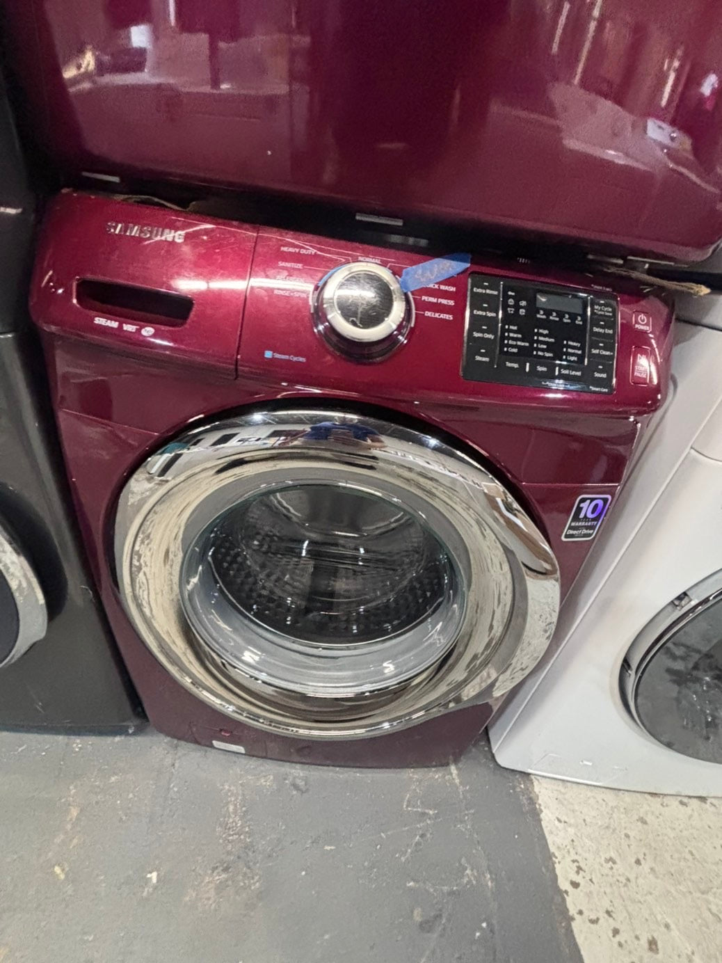 >*July 4th sale🇺🇸Samsung steam ENERGY STAR washer 4.5 cu ft & dryer 7.5 cu ft set electric steam 220v front load stackable or side by side - sensor dry ,burgundy color #BGC4Q1SET