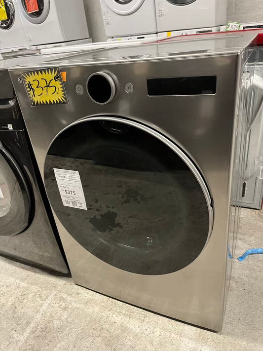 LG - 7.4 Cu. Ft. Stackable Smart Electric Dryer with Steam and Sensor Dry - Graphite Steel 27" #RF206FB