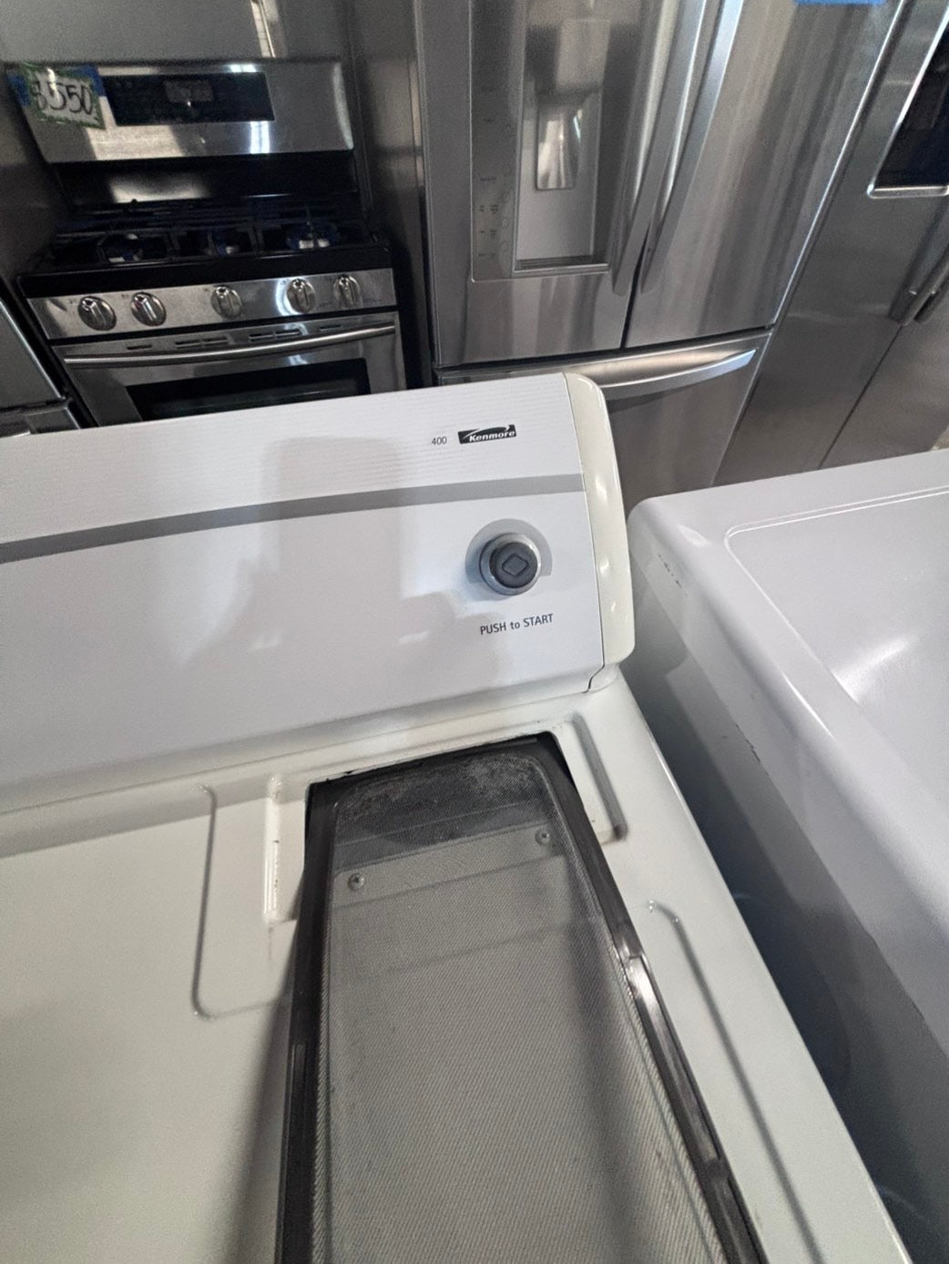 >*kenmore  flat back side x side extra large capacity electric 220v dryer  29” wide.    26”in Depth ,used -Refurbished #EDZN55B