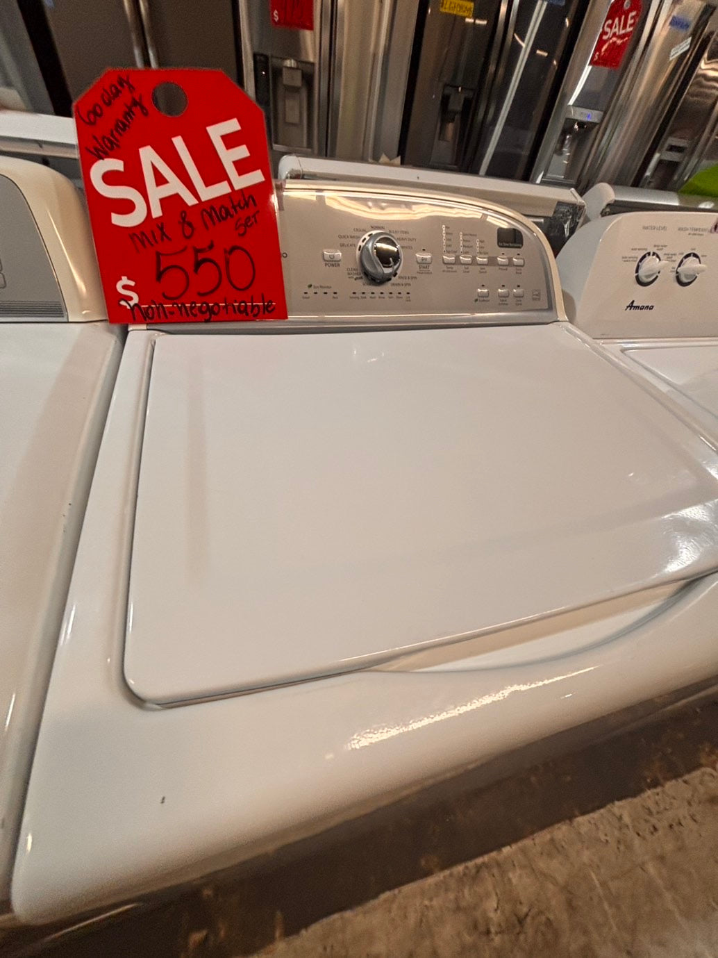 >*maytag dryer electric 220v & whirlpool washer white   large capacity side x side  white color used-refurbished #WYT6BB