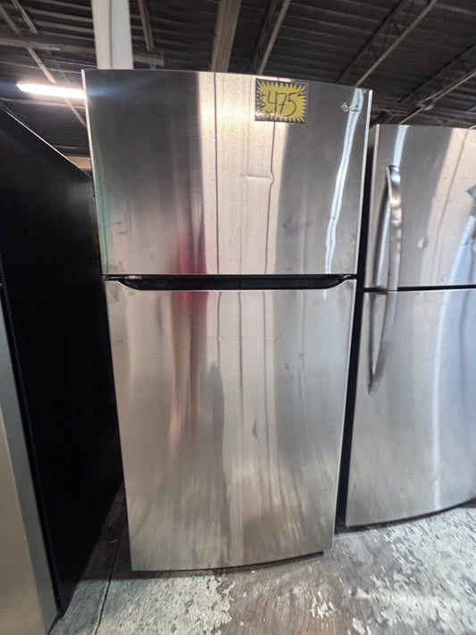 >*LG 33” Top freezer fridge   ,stainless steel. used-refurbished #RTLG91B