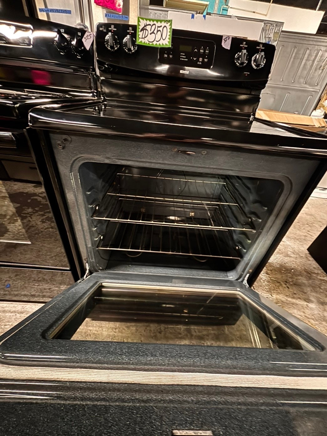 >special💫kenmore  Glass Top electric stove  bake /broil,Self clean 30” 4 burner ,black  color,     used-Refurbished   #KESC99B