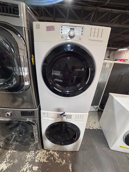 >*early July 4th special 🇺🇸kenmore washer & dryer set electric 220v front load stackable or side by side - sensor dry in white  color #GW1S2BSET
