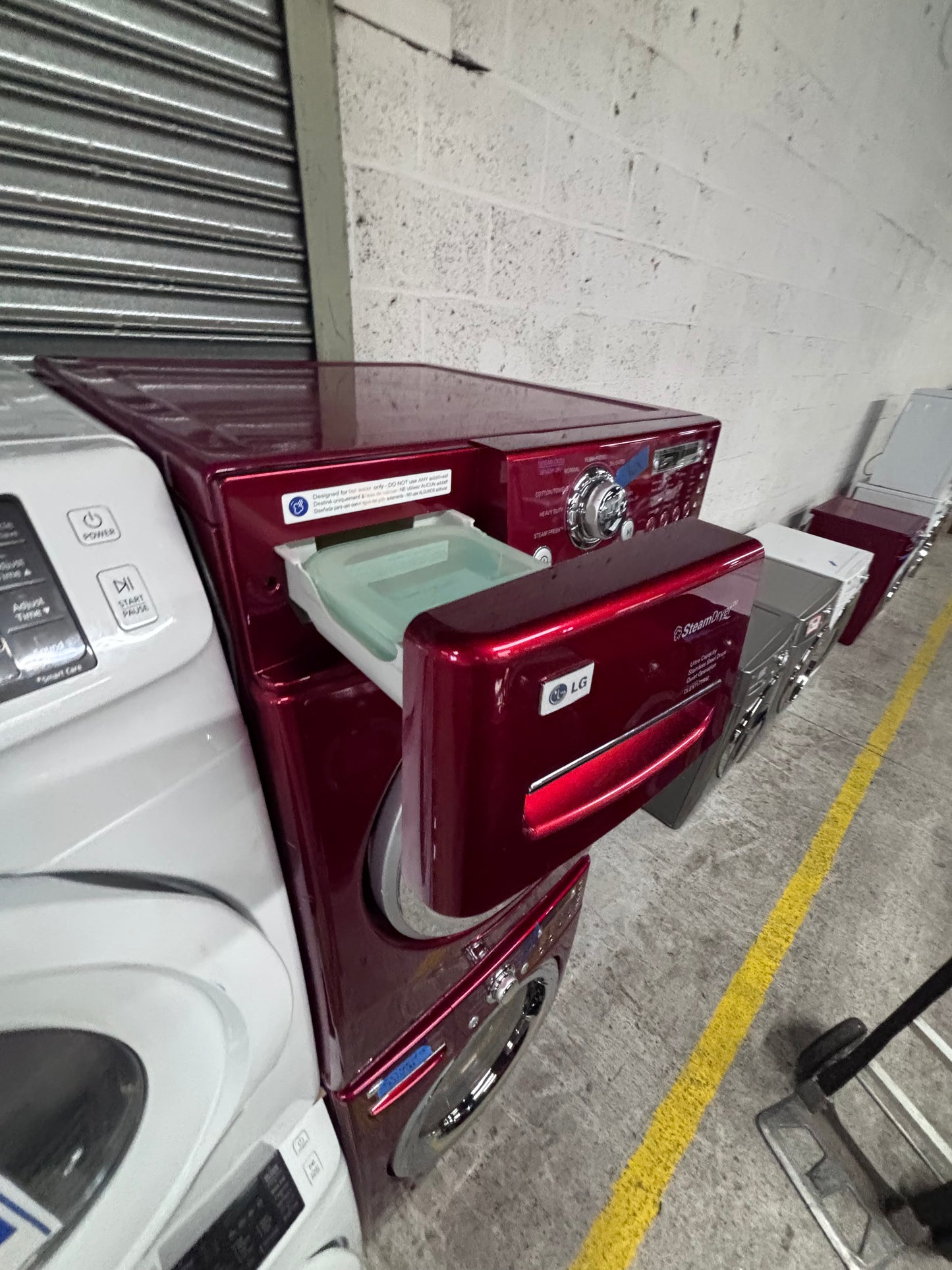 >LG washer & dryer steam set electric 220v front load stackable or side by side - sensor dry in red  #WDRR5D6B
