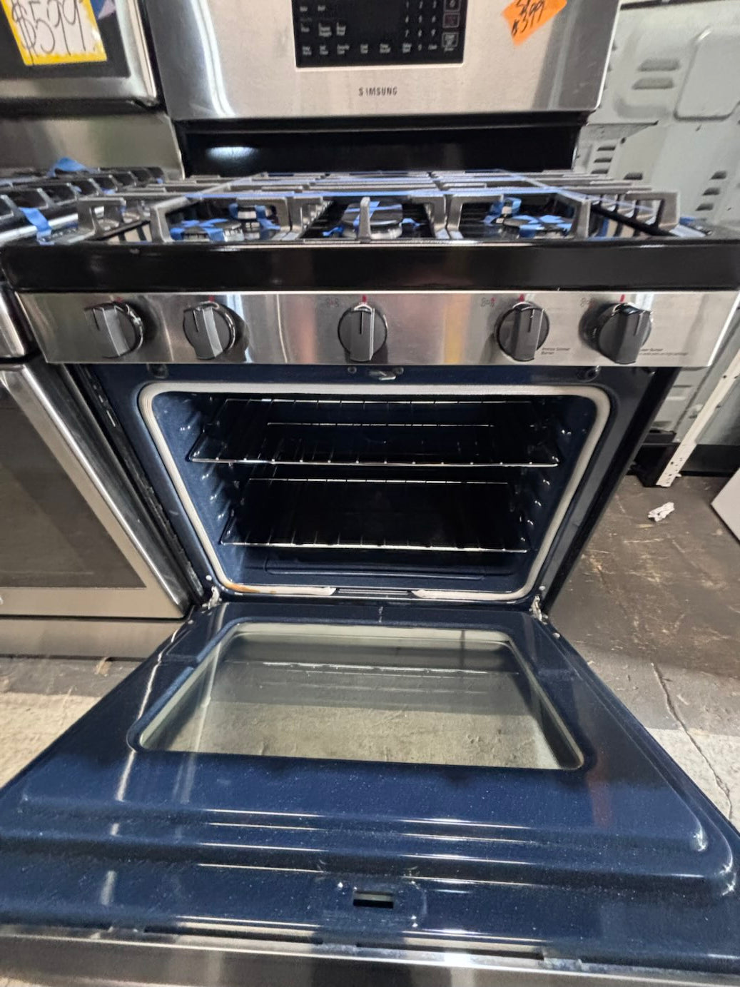 }sale🎈🎈samsung Gas range 5 burner convection oven bake ,broil Hi/Lo self clean in stainless steel used-Refurbished 30” #SS190FB