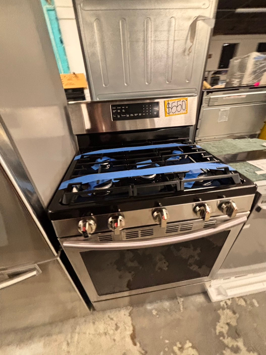 >Special 🎈4pc. Samsung Combo used refurbished -counter depth french door refrigerator Samsung 36” w/ice maker & water dispenser gas range  five burners ,new open box over the range microwave & new open   dishwasher.  #RFZ324CB