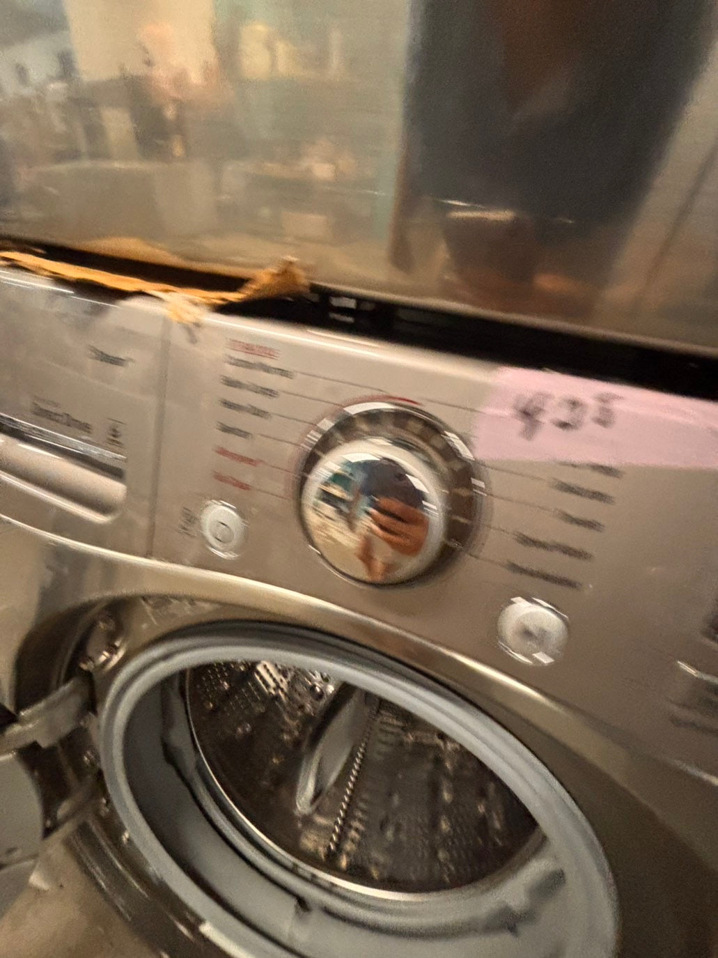 >*Used-great conditions refurbished LG steam washer 4.5cu ft & electric steam dryer 7.5 cu ft large capacity set electric 220v front load stackable or side by side - sensor dry He in silver-gray  #W9PU6SET