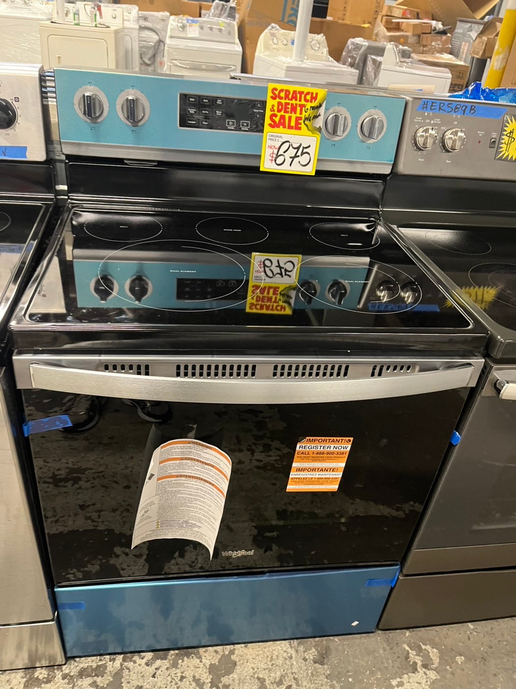 🎁open box New scratch&Dent 30 in. WFE550S0LZ Whirlpool 30" Electric Range with 5 Elements and 5 in 1 Air Fry - Fingerprint Resistant Stainless Steel 30” #WHP21B