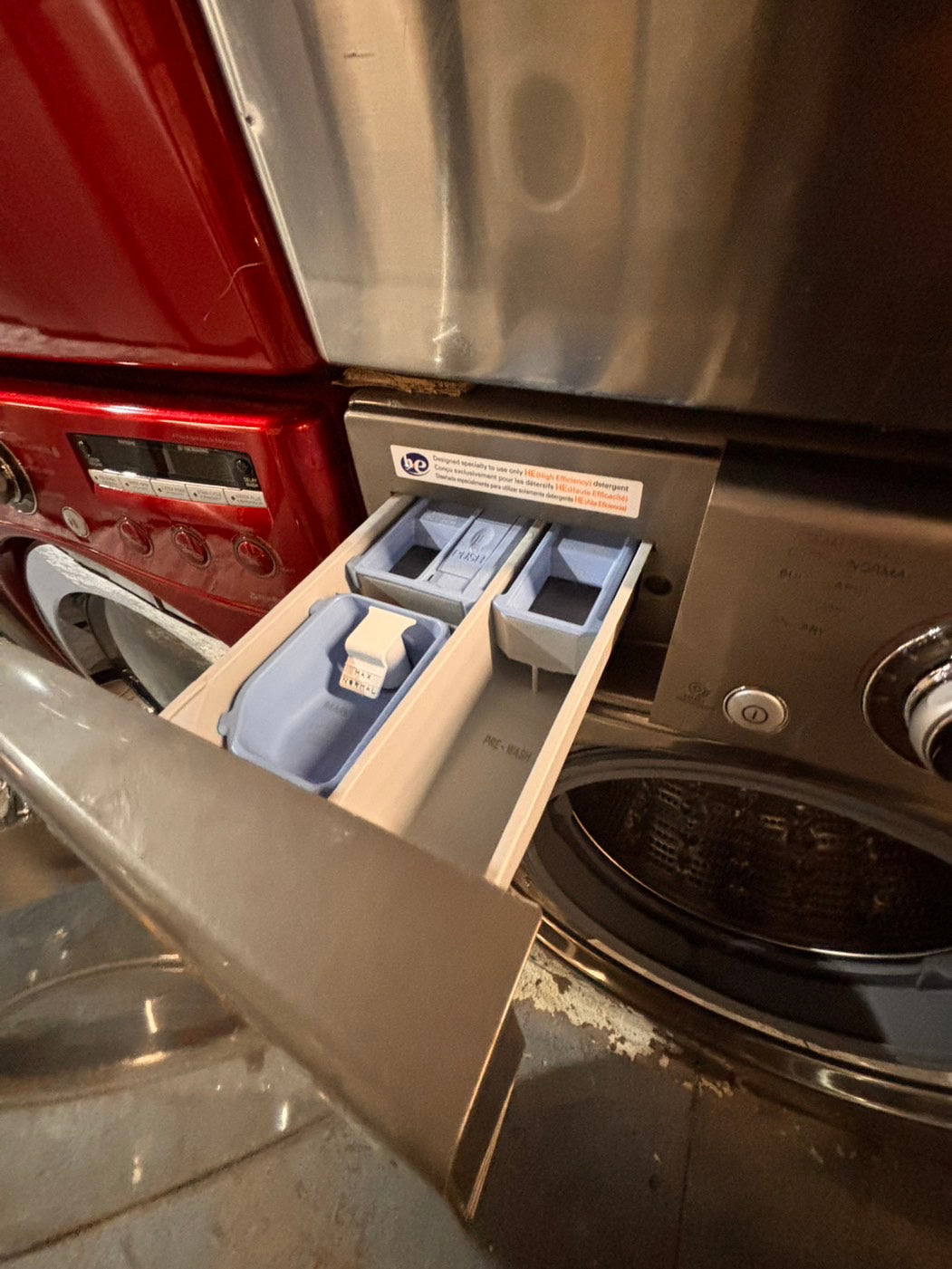 >*special🌟🔥 Used-great conditions refurbished LG steam washer 4.5cu ft & electric steam dryer 7.5 cu ft large capacity set electric 220v front load stackable or side by side - sensor dry He in silver-gray   #WDLGP1SET