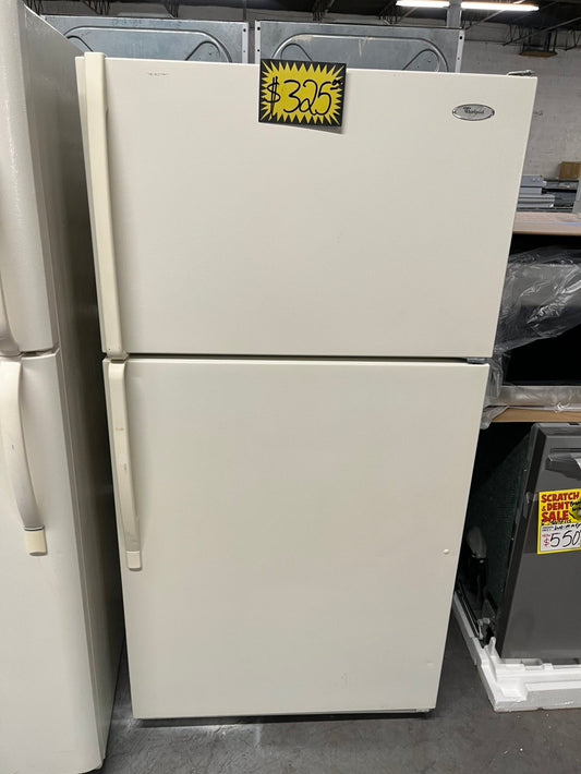 - Whirlpool 33” wide 21 Cu.Ft w/Iced Maker Top freezer refrigerator in bisque color 33" #RF21CT2B Refurbished