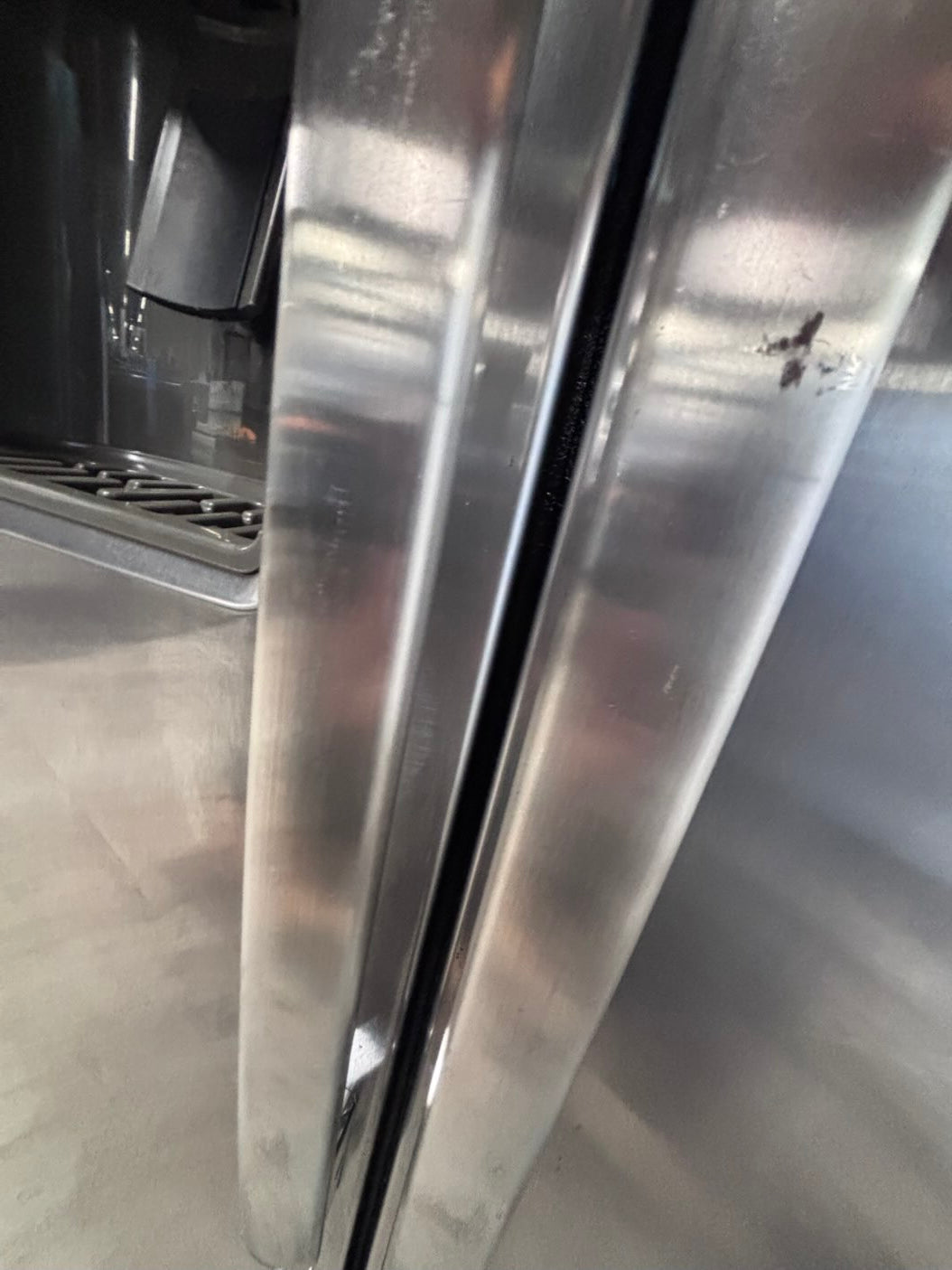 } GE Side x side  36”x 69”h x 29depth ,Refrigerator slate  with ice maker & water dispenser /. 36” 26cu.ft  working 💯  with warranty  used-Refurbished. Item number  #RF26Z14B