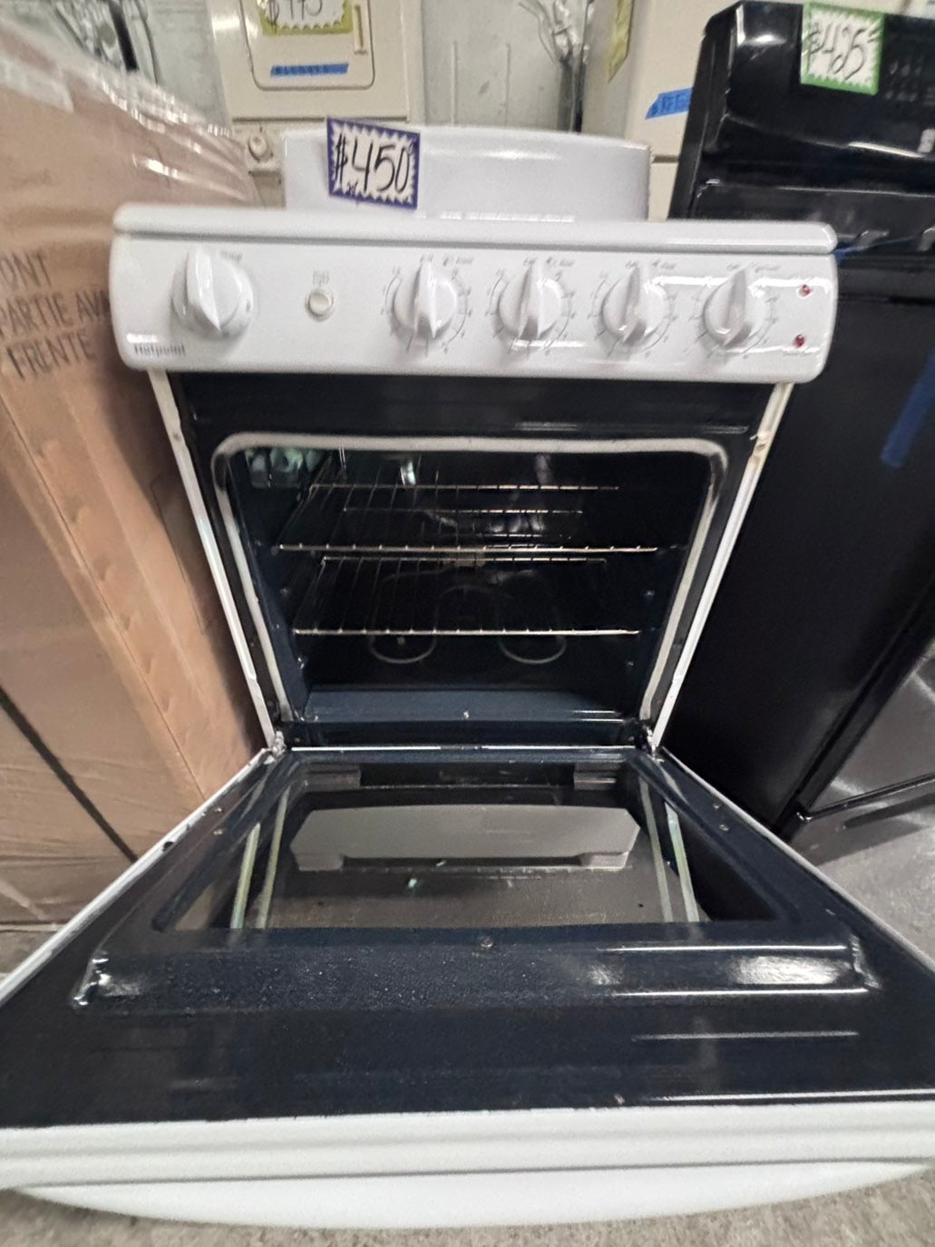 >20” Top coil white electric stove with broil 20” #EF426B