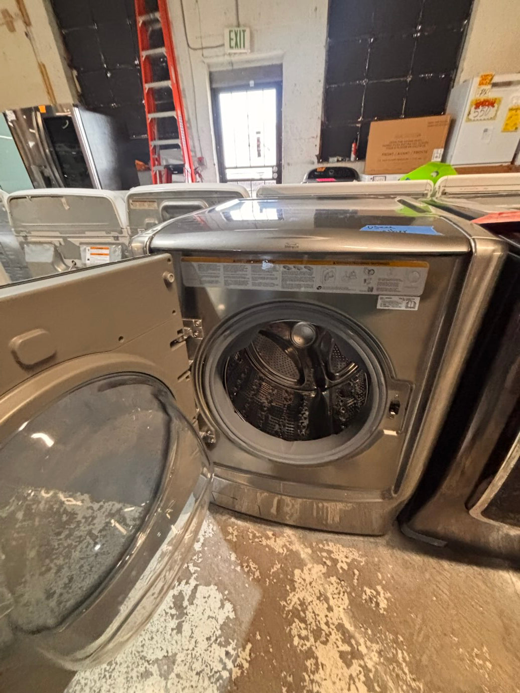 }} gray used washer & new open box dryer LG mega capacity gray front load  stackable or side by side  29” wide , used-Refurbished #MCP21WB