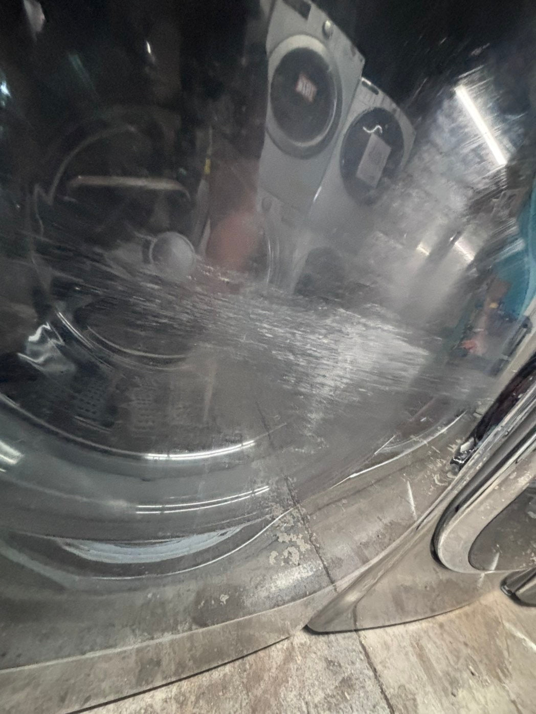 >*used great condition 29”refurbished LG steam washer & dryer set electric front load jumbo size stackable or side by side stainless steel drum 29" #WEX5S9B