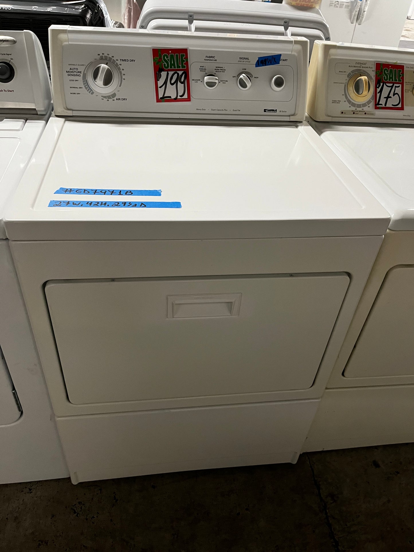 🎄Holiday Sale 🎁 Kenmore  side x side large capacity electric 220v dryer  in white 27” Refurbished #ED7971B