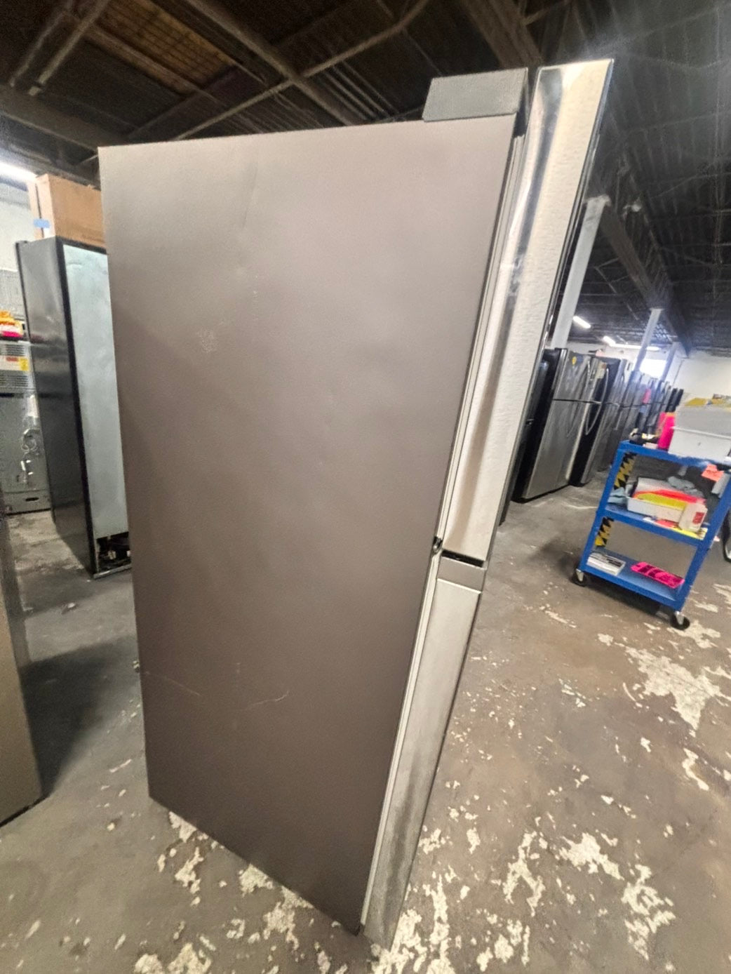>29” samsung top freezer fridge stainless steel with ice maker inside used-refurbished #TRF8BL