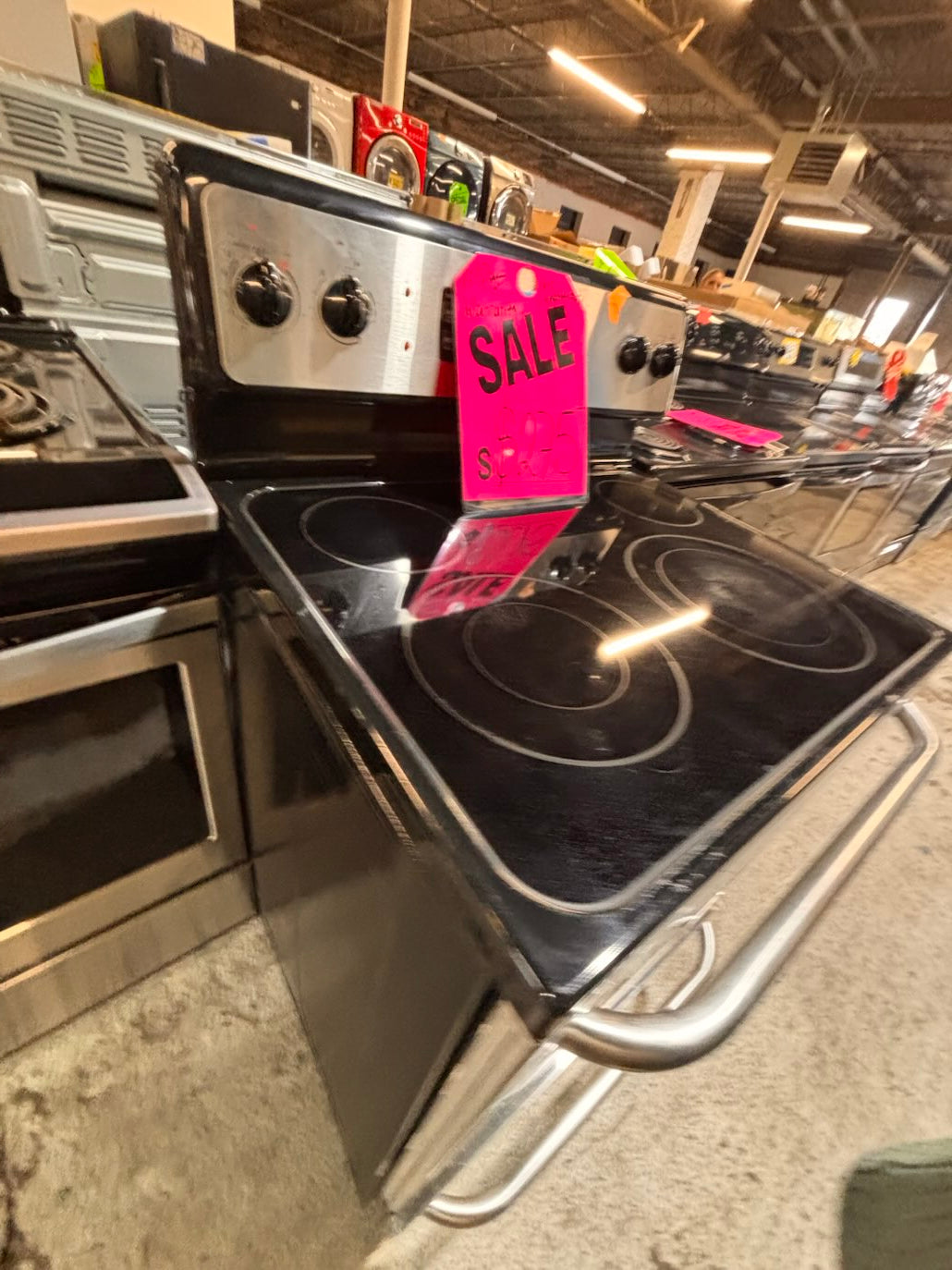 }}SPECIAL 🔥🔥GE electric 220v glass top range bake Broil roast self clean oven stainless steel working 💯  with warranty ! 30" used-Refurbished #GEA1Y71B