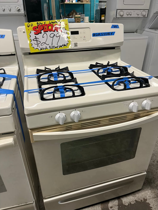 - kenmore Gas range 4 burner bake broil in off white Refurbished 30" #GR234NB